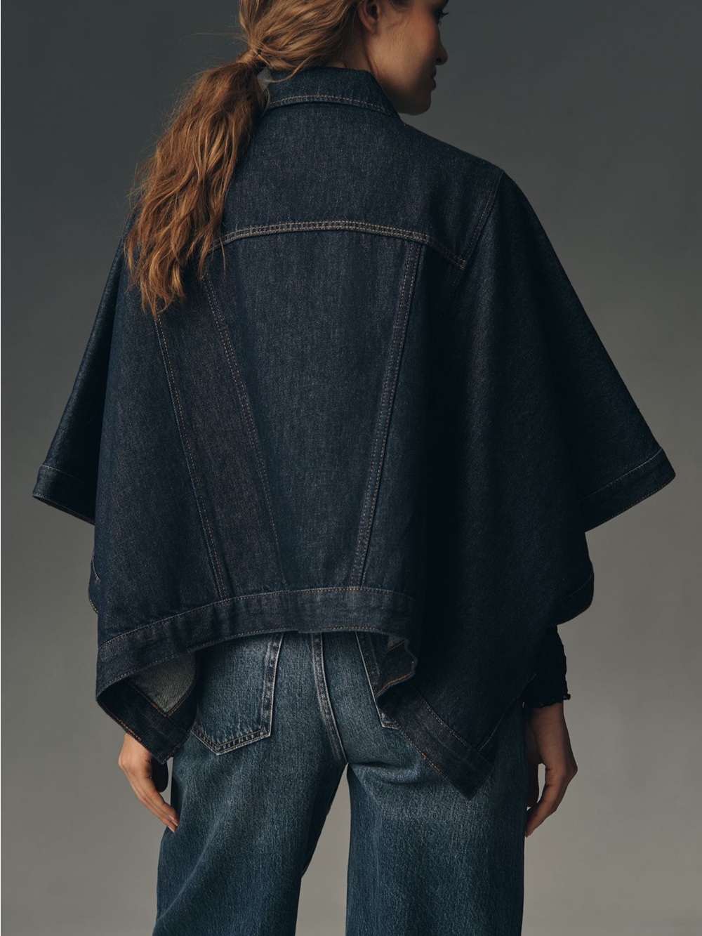 Pilcro Dark Indigo Denim Jacket - Women's Cape Style - Picture 2 of 9